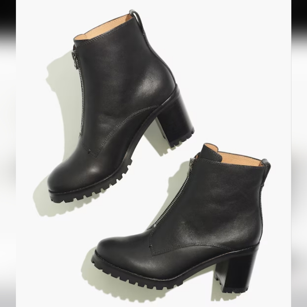 Madewell Alyce Black Leather Ankle Boots 7